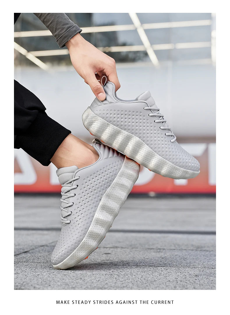 Men’s Cushioned Running Shoes – Breathable Thick Sole Non-Slip Sneakers