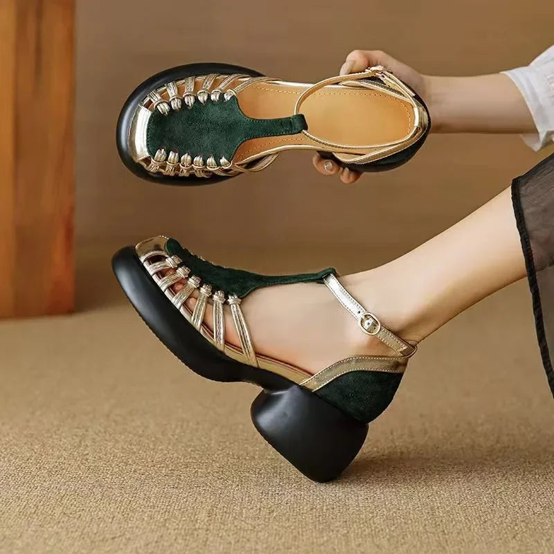 Ladies’ Comfortable Summer Sandals – Trendy Buckle Flats