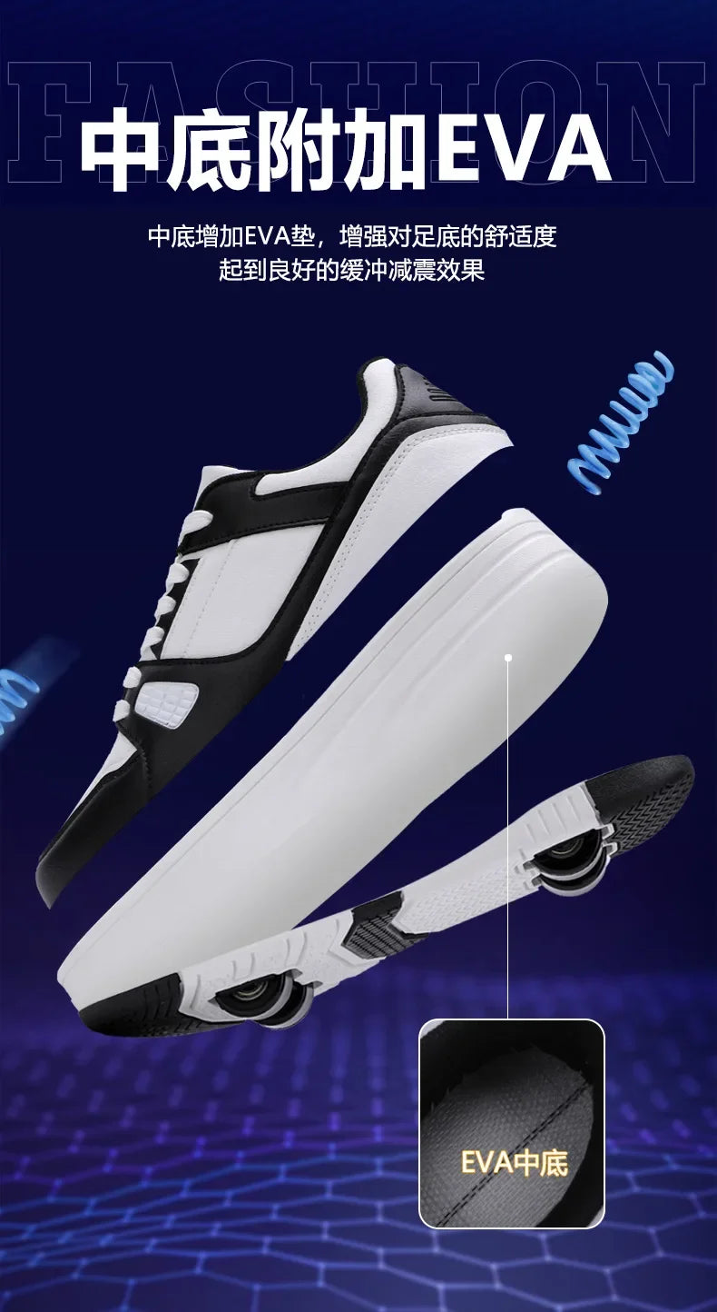 Boys & Girls 4-Wheel Skate Sneakers – Fashionable & Fun