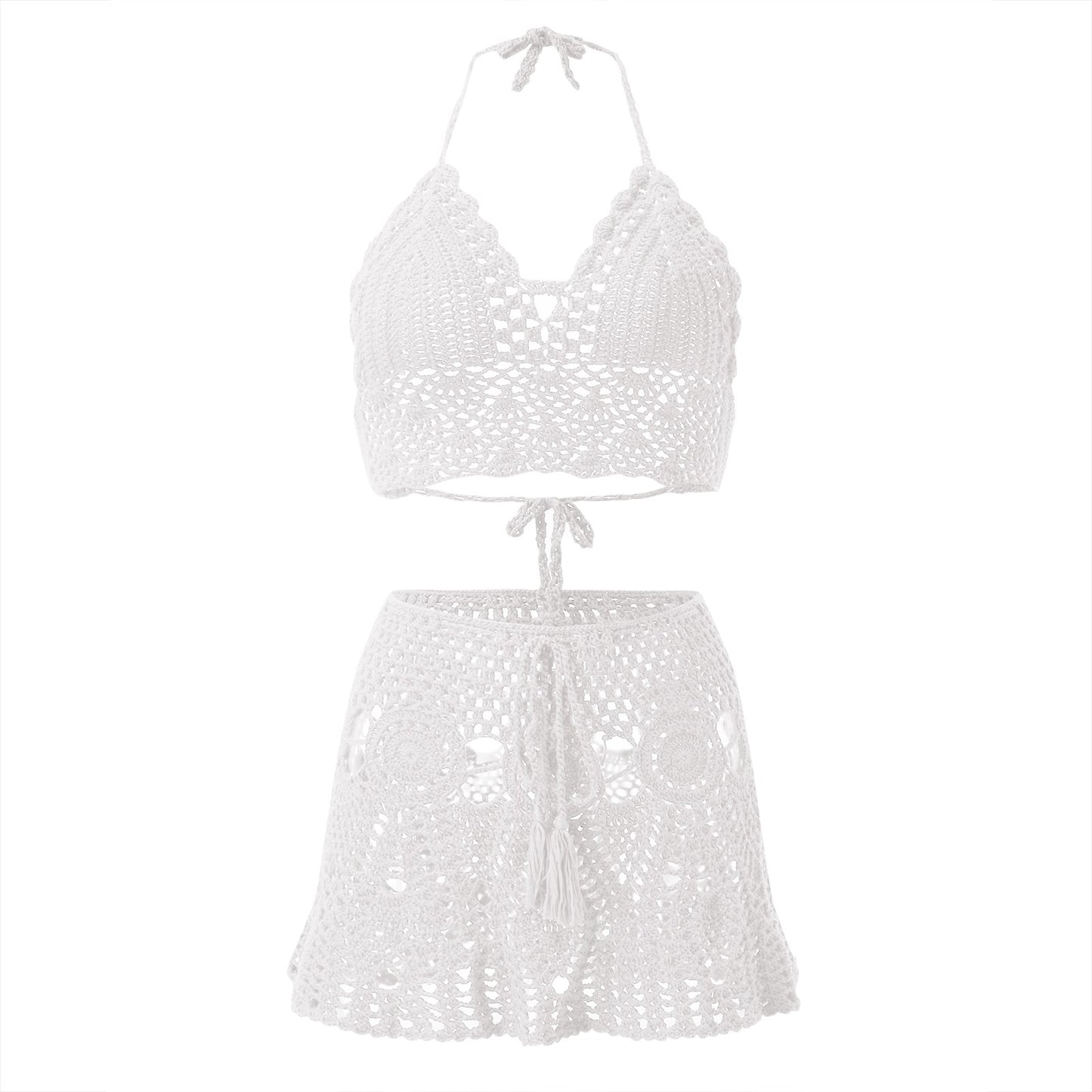 AMEHE Crochet Two-Piece Hollow-Out Bikini Swimsuit for Women