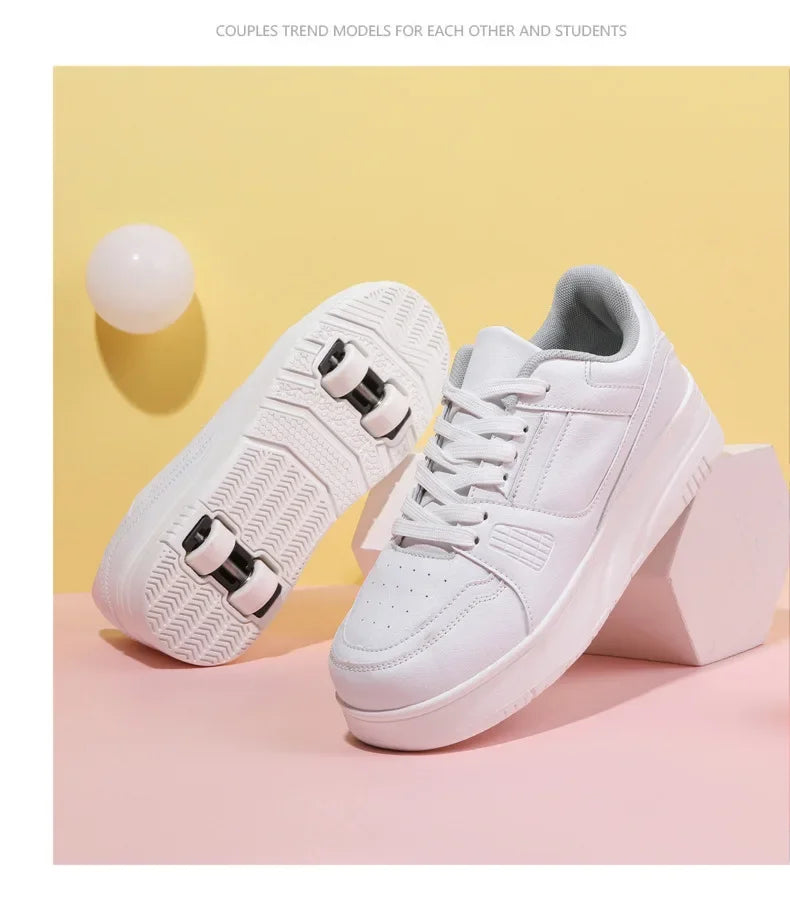 Boys & Girls 4-Wheel Skate Sneakers – Fashionable & Fun