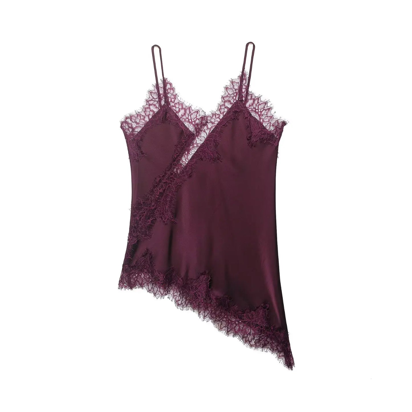 AMEHE Women's Asymmetrical Lace Backless Off-Shoulder Camisole Top