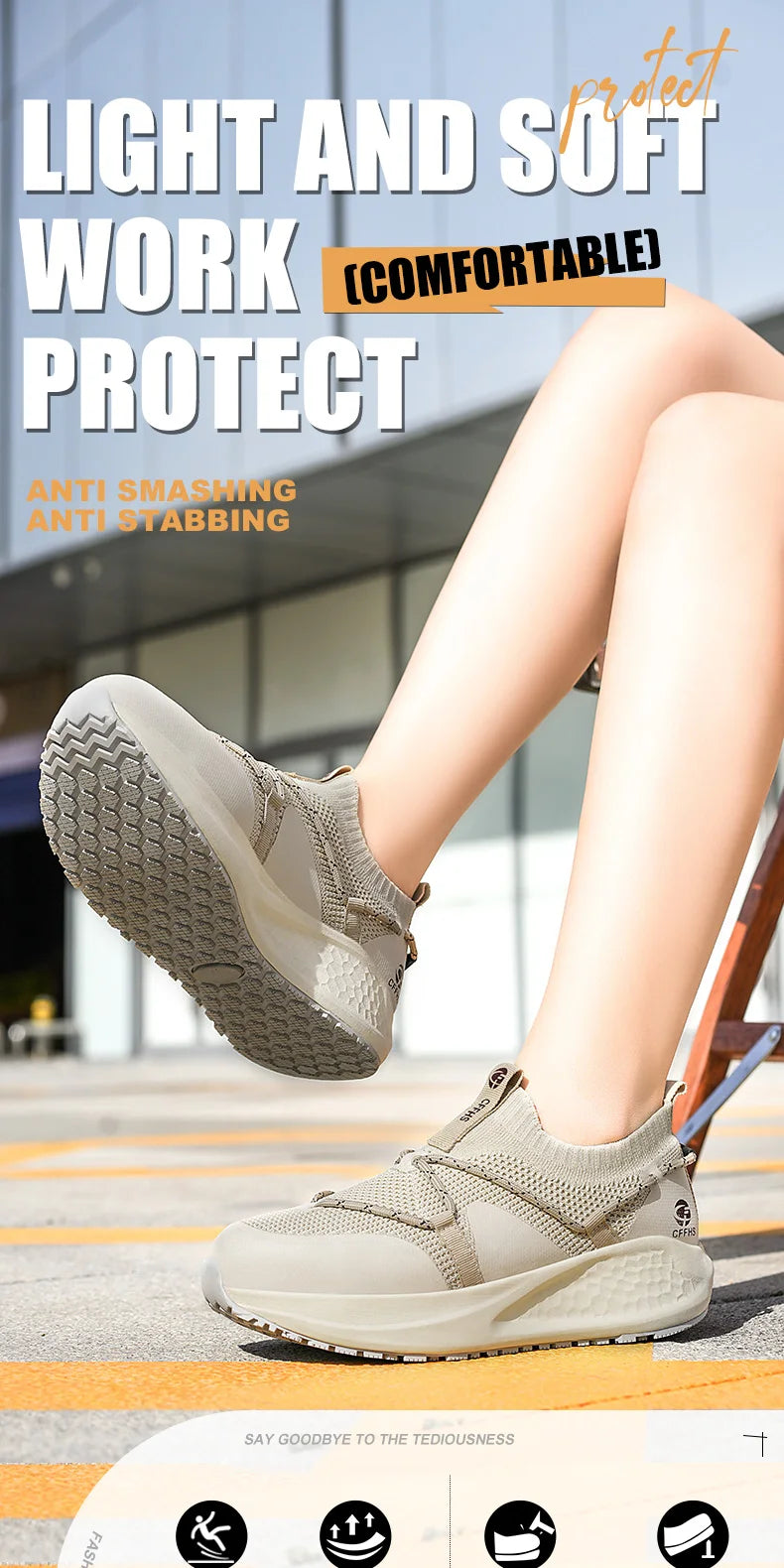 Platform Steel Toe Safety Shoes – Comfortable Work Sneakers
