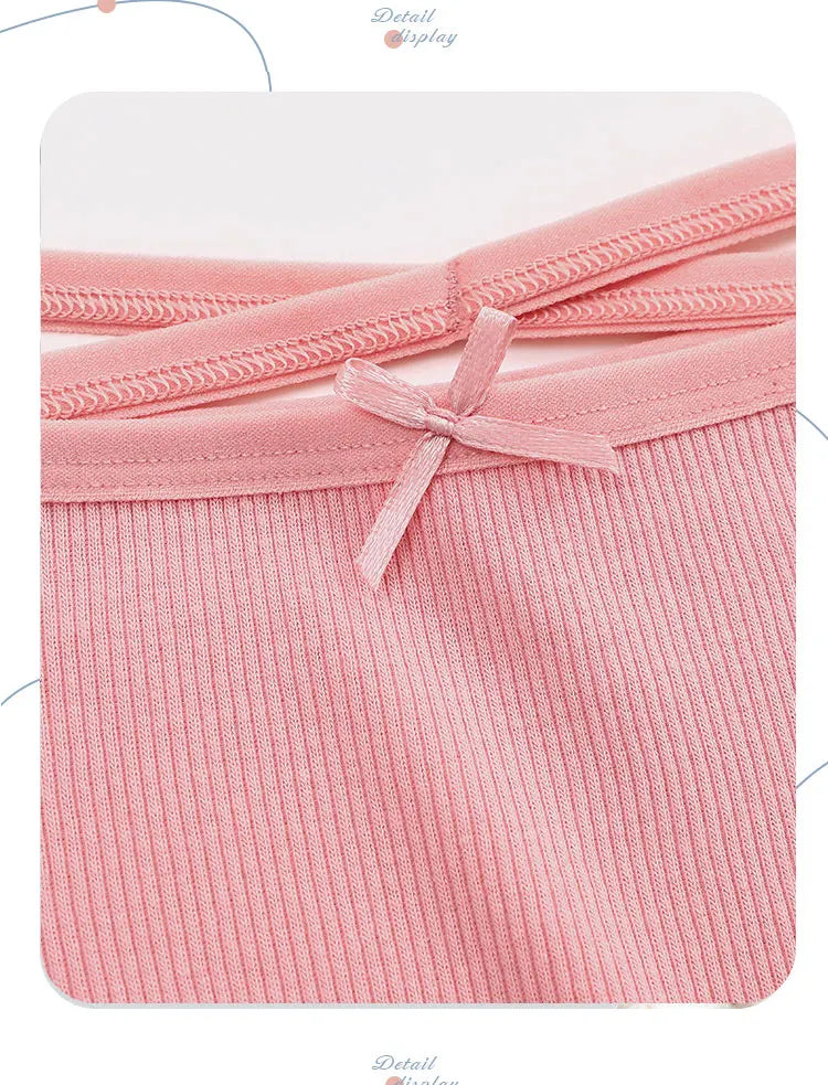 AMEHE Women's Cotton Mid-Waist Brief Panties 3-Pack with Bow Detail