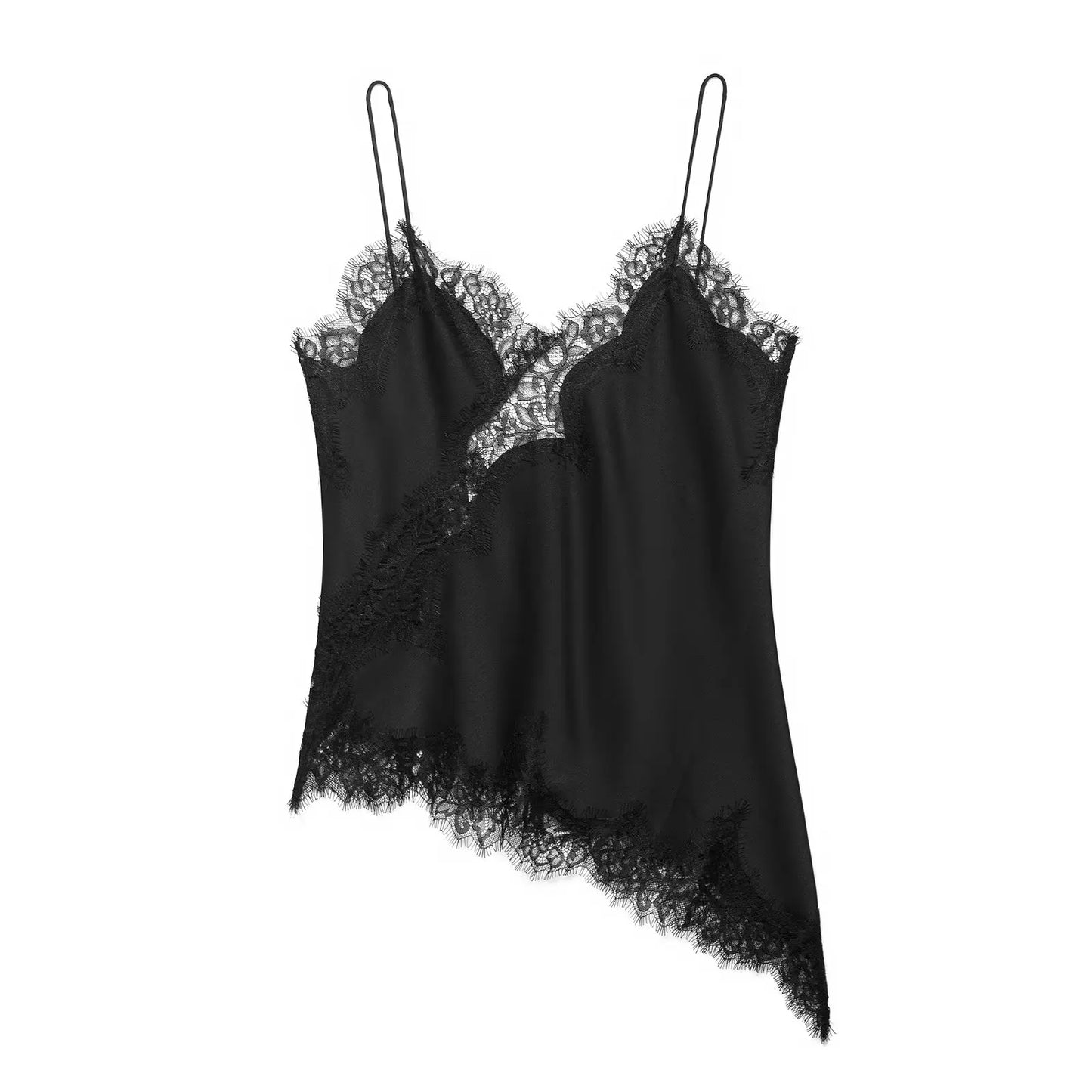 AMEHE Women's Asymmetrical Lace Backless Off-Shoulder Camisole Top