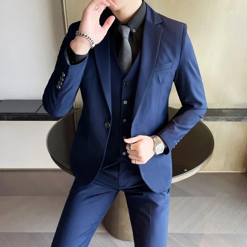 AMEHE Men’s Fashion 3-Piece Business & Formal Suit (S–9XL)