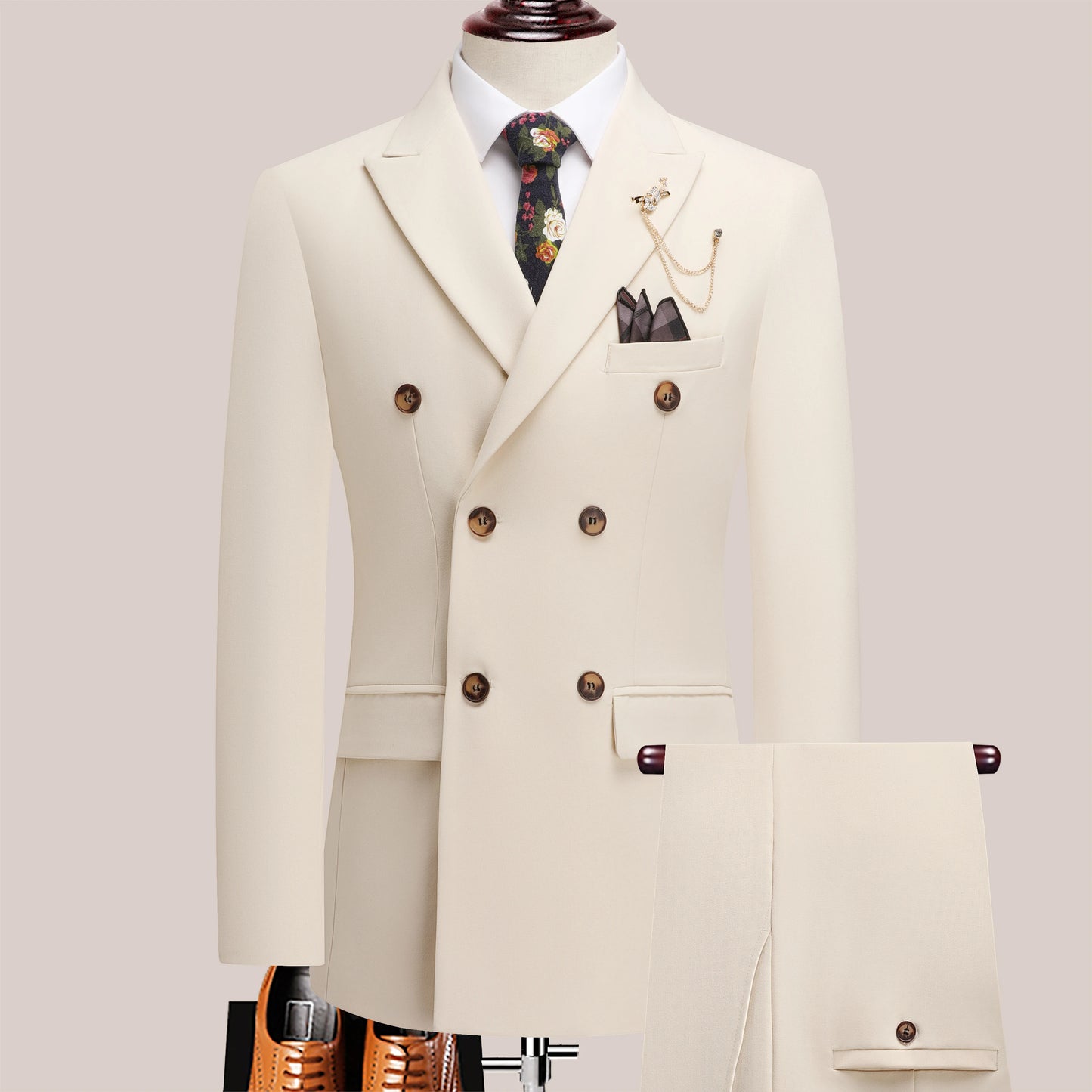 AMEHE Men’s 2-Piece Business Suit – Lapel Collar