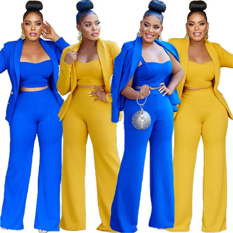AMEHE Women’s Elegant 3-Piece Office Suit – Blazer & Pants