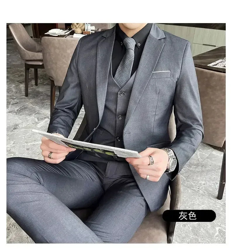 AMEHE Men’s Fashion 3-Piece Business & Formal Suit (S–9XL)