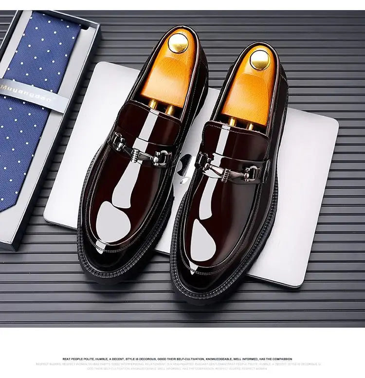 Classic Men’s Office Shoes – Shiny Round-Toe Dress Shoes