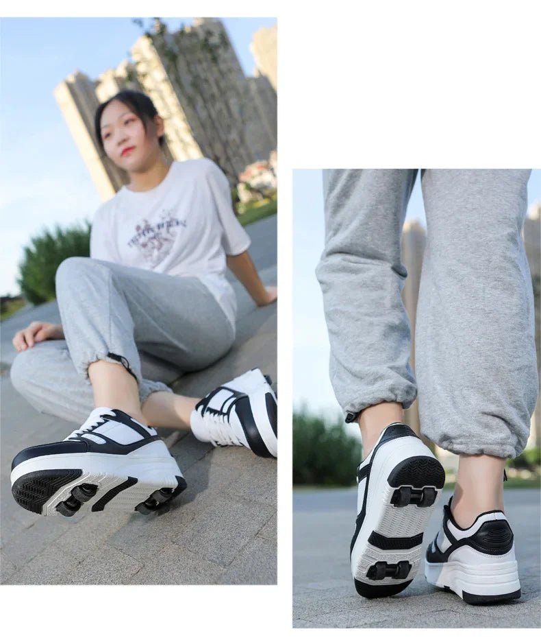 Boys & Girls 4-Wheel Skate Sneakers – Fashionable & Fun