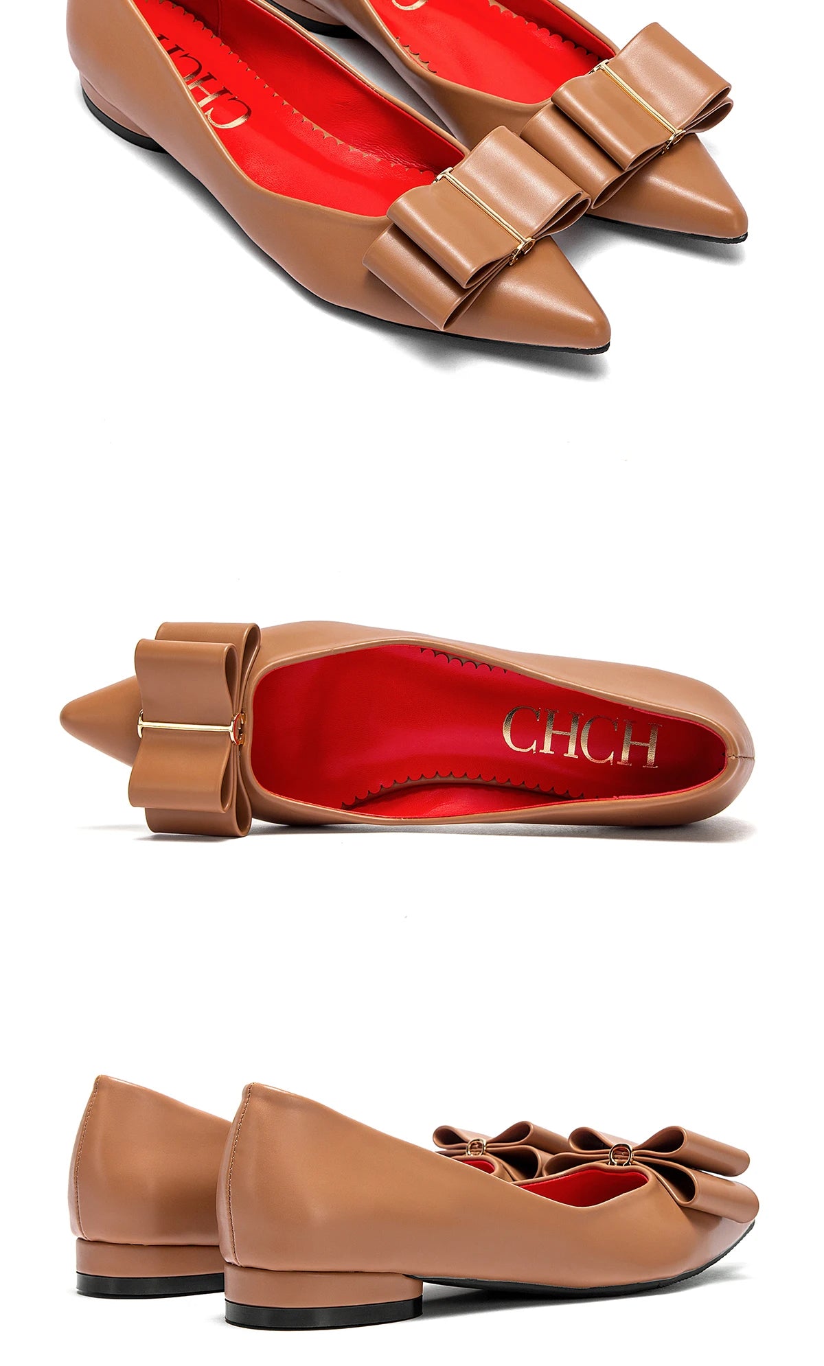 Women’s Fashion Flats – PU Leather, Bowknot Design
