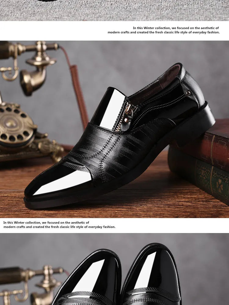 Men’s Business Formal Shoes – Classic Black Oxford Slip-On