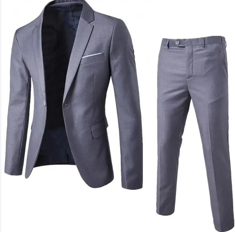 AMEHE Men’s Slim 2-Piece Formal Suit – Spring to Winter