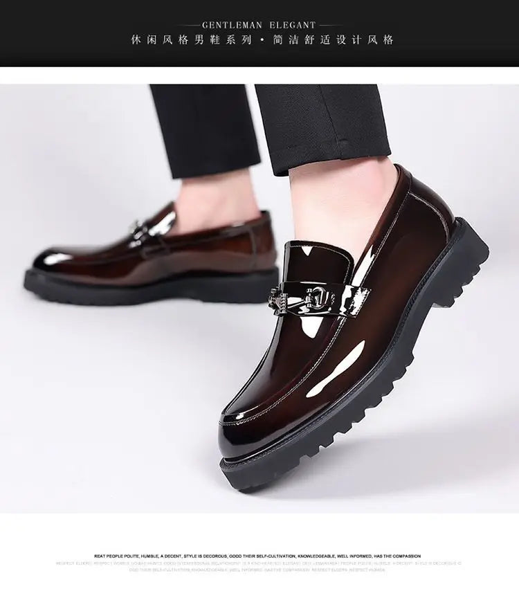Classic Men’s Office Shoes – Shiny Round-Toe Dress Shoes