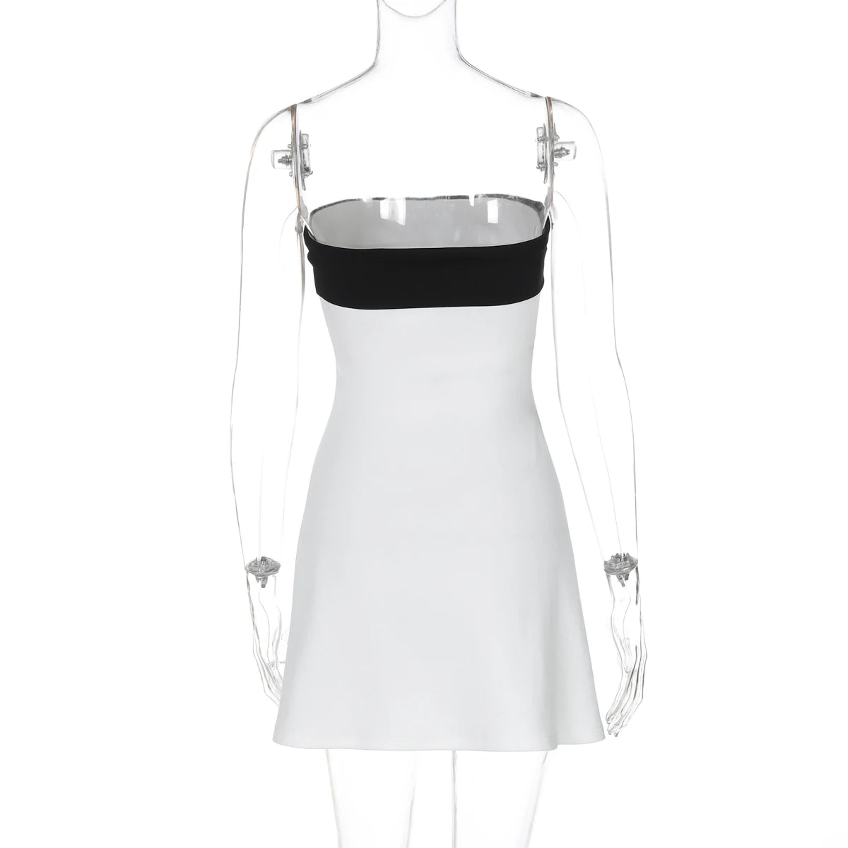 AMEHE Women's Color Block Strapless Patchwork Bodycon Mini Dress