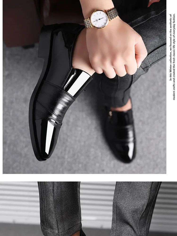Men’s Business Formal Shoes – Classic Black Oxford Slip-On