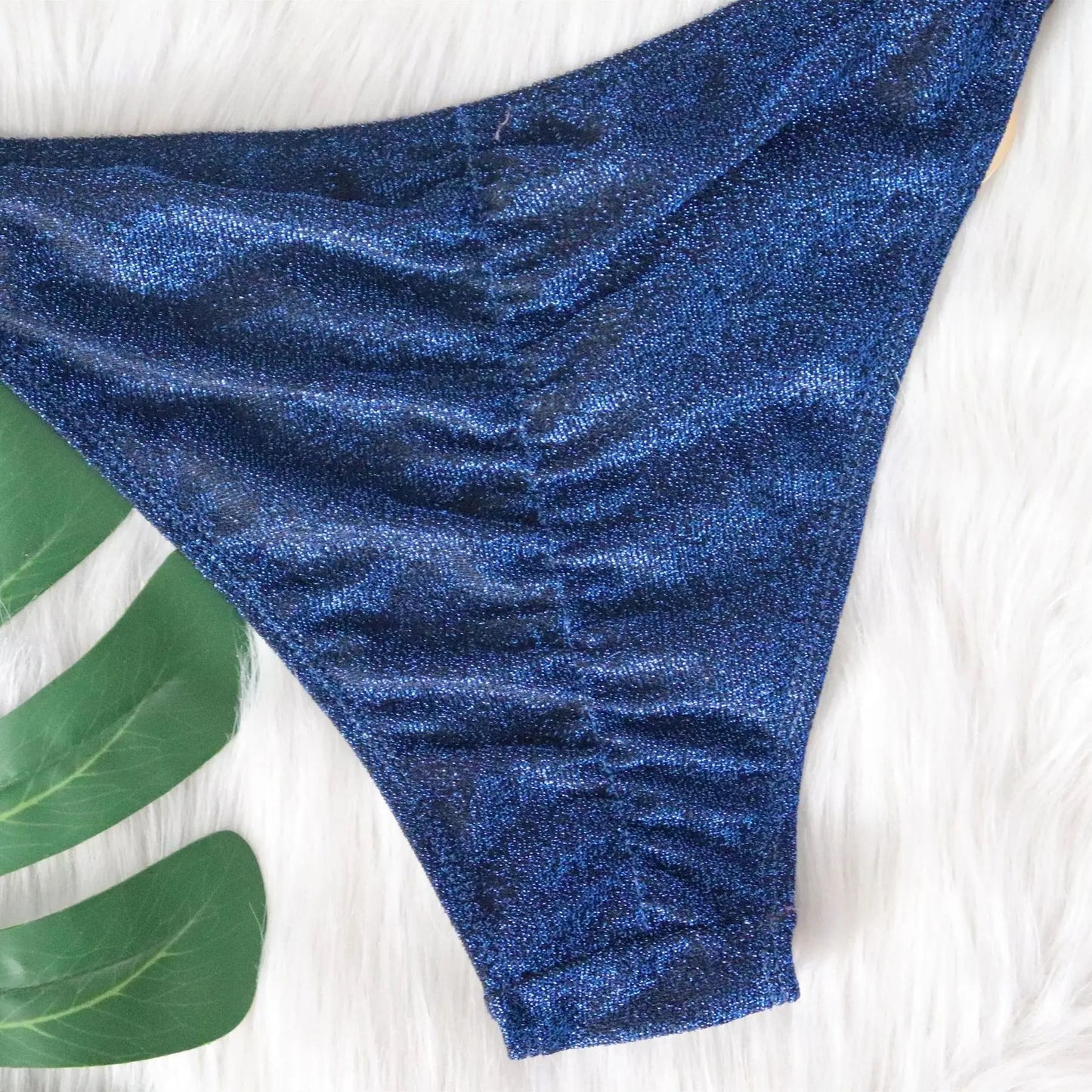 AMEHE Luxury Rhinestone Crystal Two-Piece Thong Bikini Swimsuit