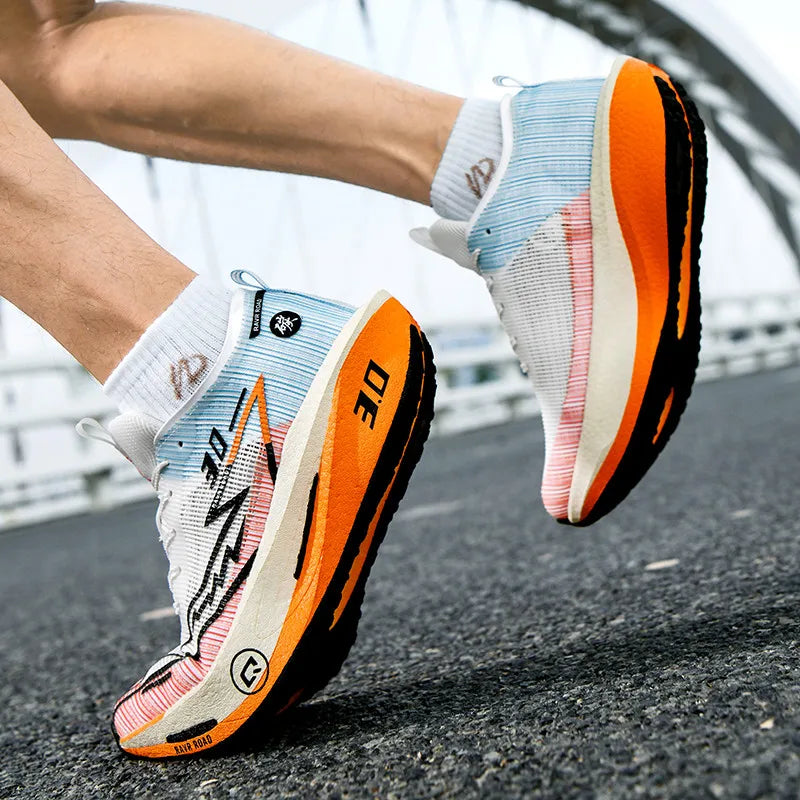 Carbon Plate Running Shoes – Lightweight Breathable Marathon Sneakers for Men & Women, Non-Slip Athletic Training Shoes