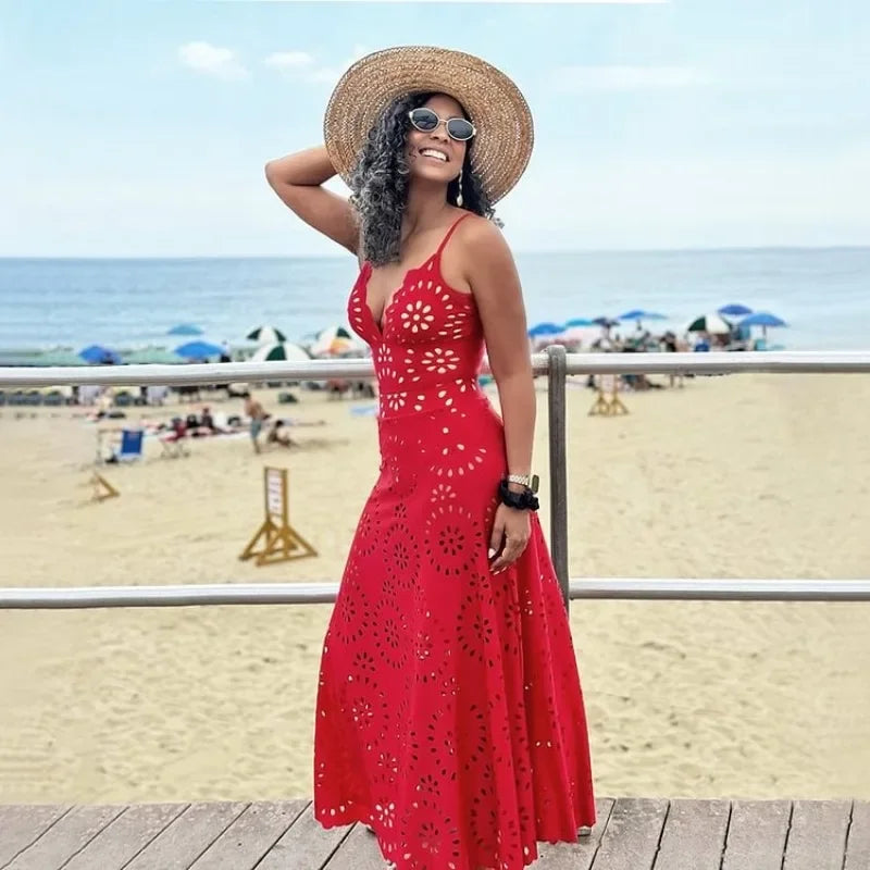 AMEHE Women's Lace Hollow-Out Backless Two-Piece Swimsuit