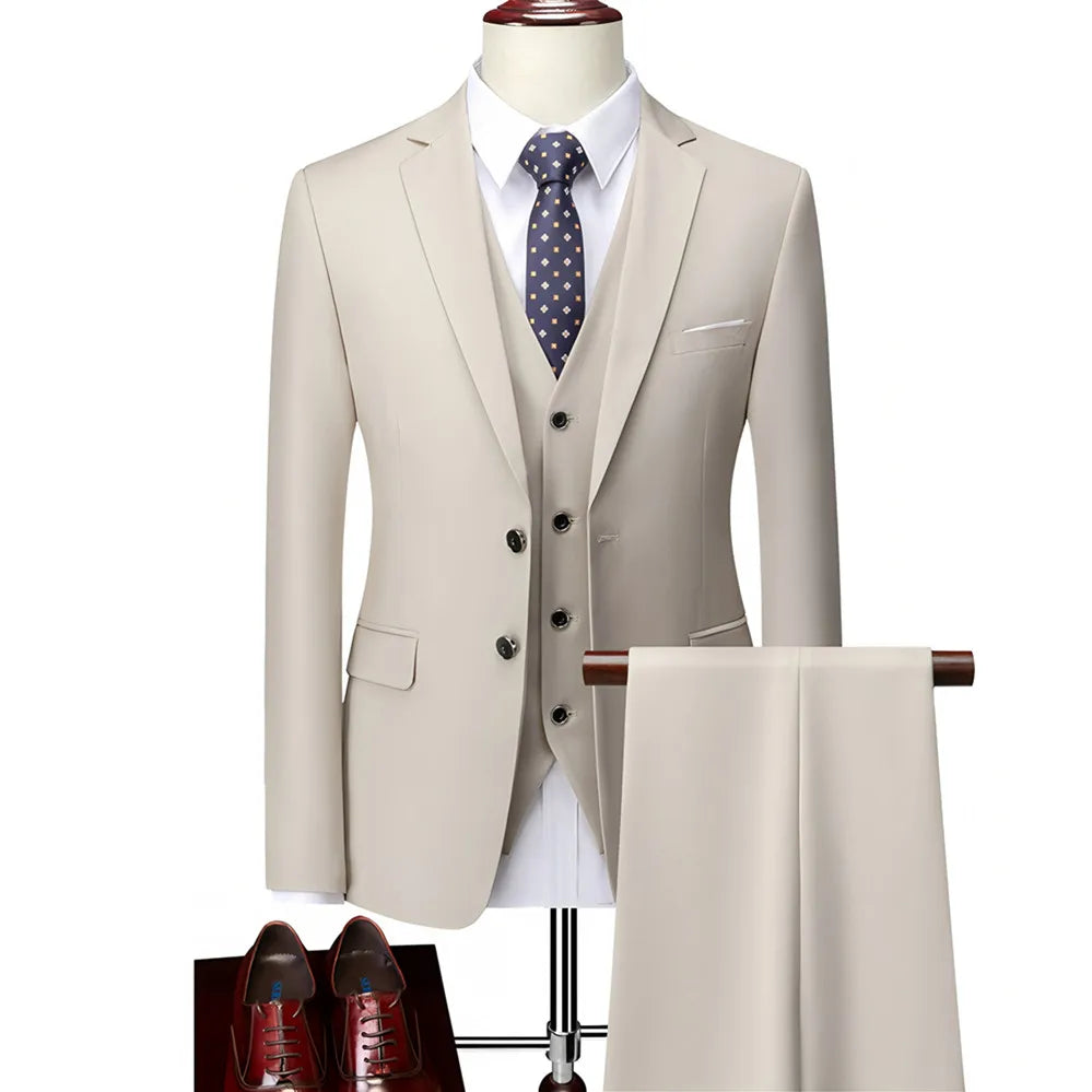 AMEHE Men’s Luxury 3-Piece Business & Formal Suit