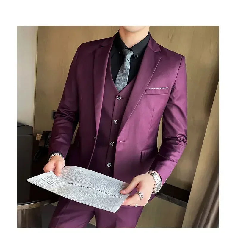 AMEHE Men’s Fashion 3-Piece Business & Formal Suit (S–9XL)