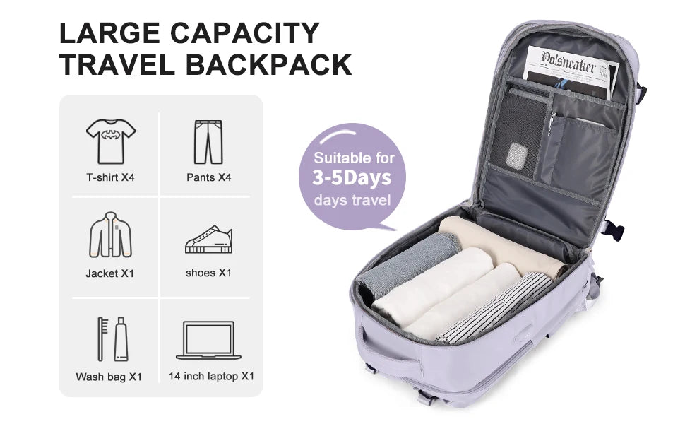 Women’s TSA-Approved Travel Laptop Backpack – Carry-On Weekender Bag