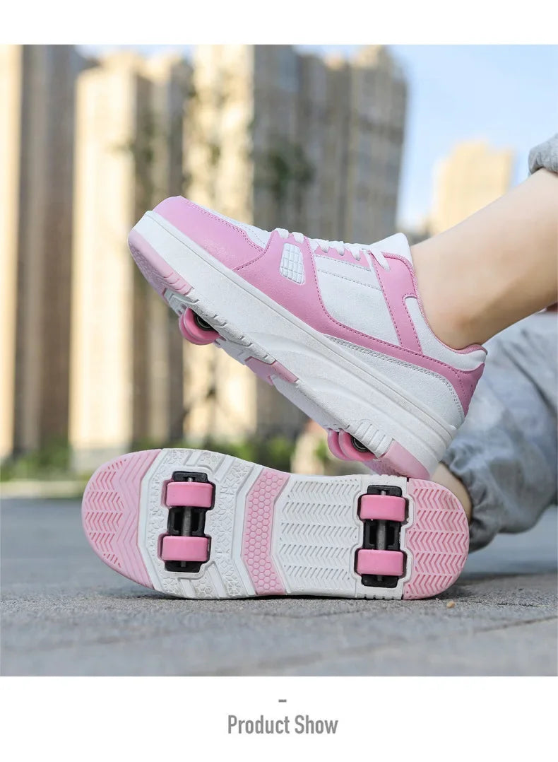Boys & Girls 4-Wheel Skate Sneakers – Fashionable & Fun