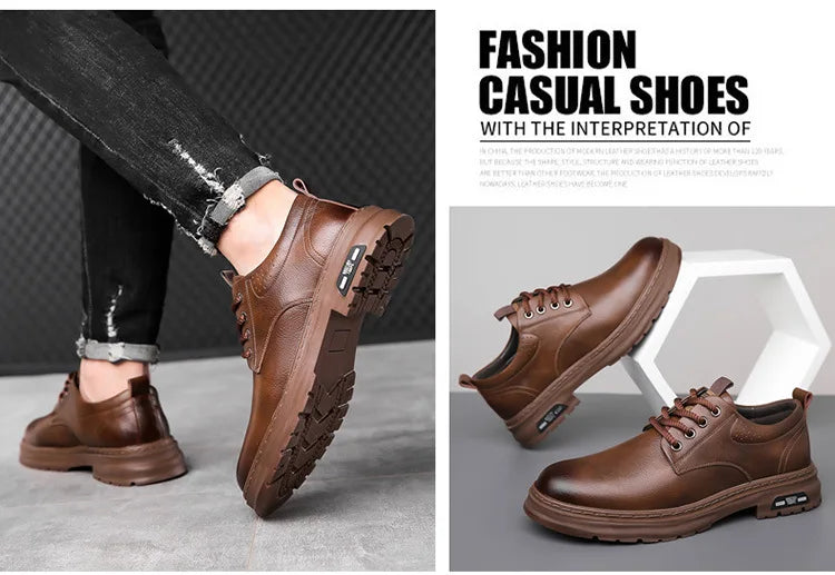 Men’s Retro Platform Loafers – Spring/Autumn Casual Shoes