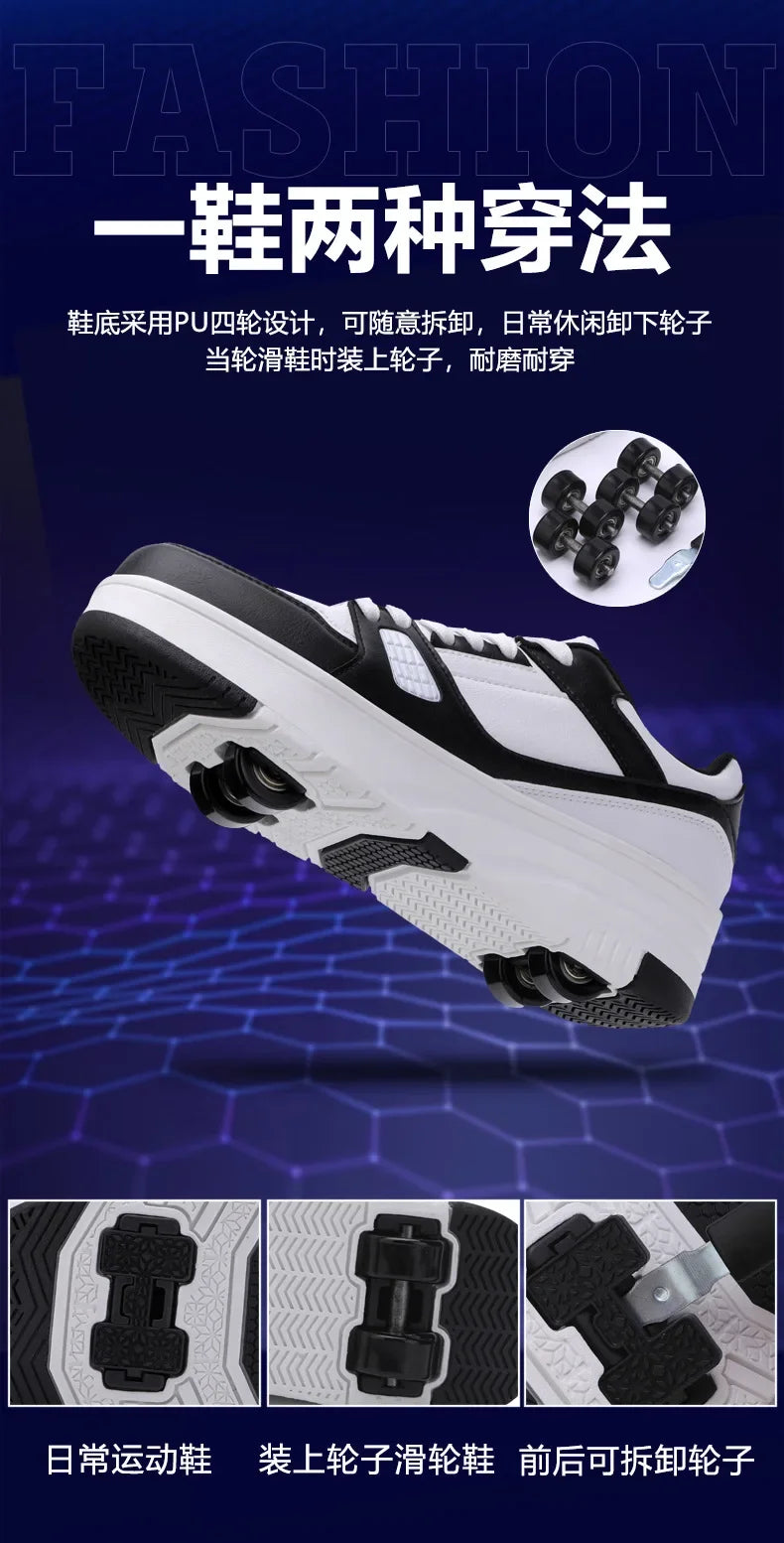 Boys & Girls 4-Wheel Skate Sneakers – Fashionable & Fun