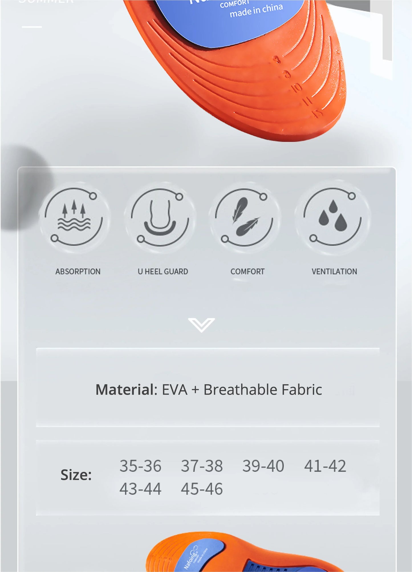 Sport Orthopedic Insoles – EVA Shock-Absorbing Shoe Inserts for Running, Basketball & Walking