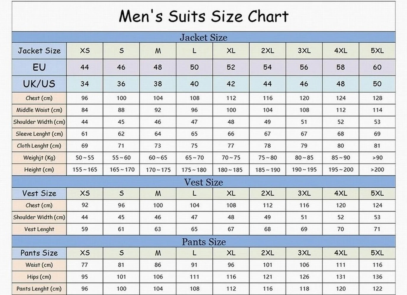 AMEHE Men’s White & Blue 3-Piece Suit – Blazer, Vest & Pants