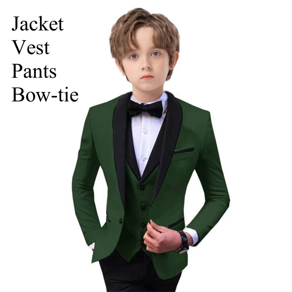 AMEHE Boys’ Paisley 4-Piece Suit – Blazer, Vest & Pants