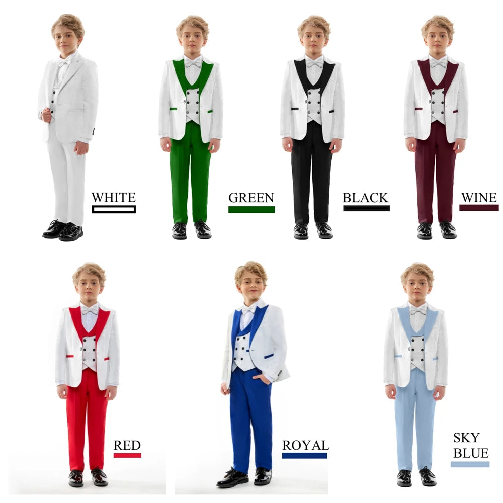 AMEHE Boys’ Paisley 4-Piece Suit – Blazer, Vest & Pants