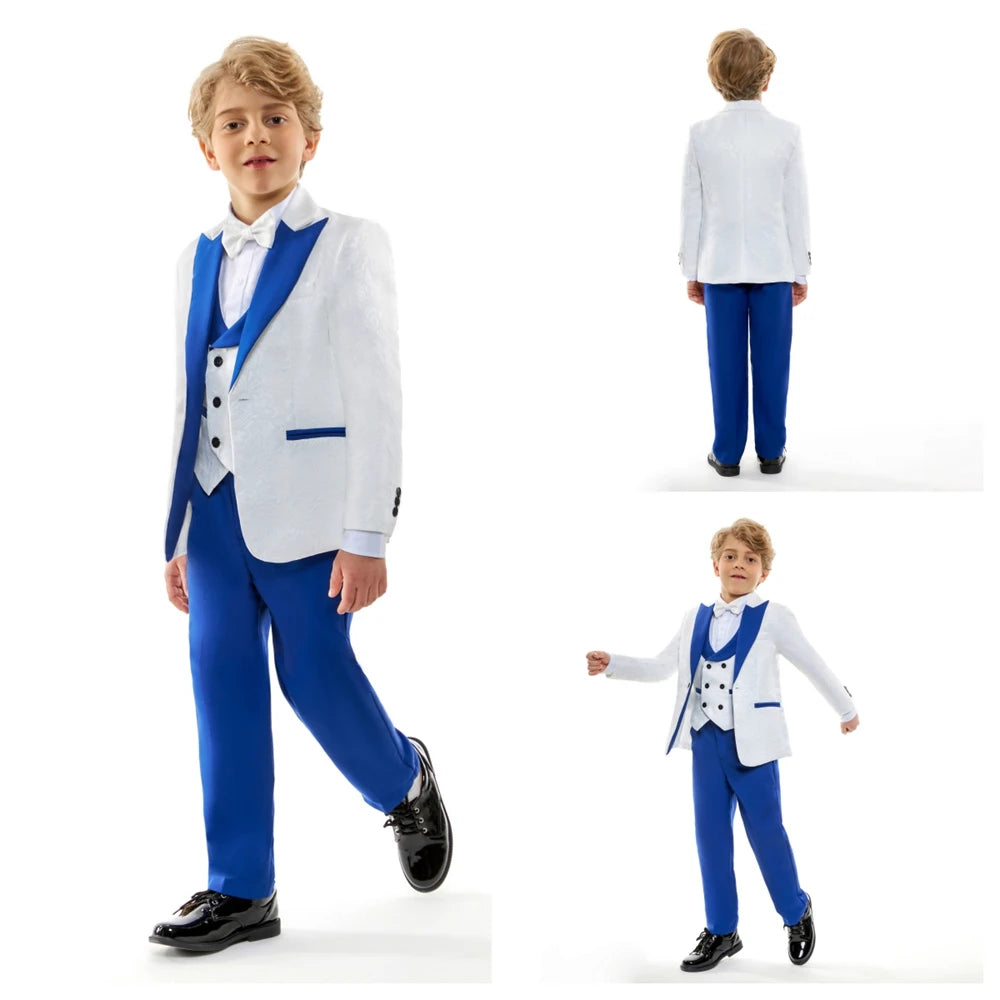 AMEHE Boys’ Paisley 4-Piece Suit – Blazer, Vest & Pants