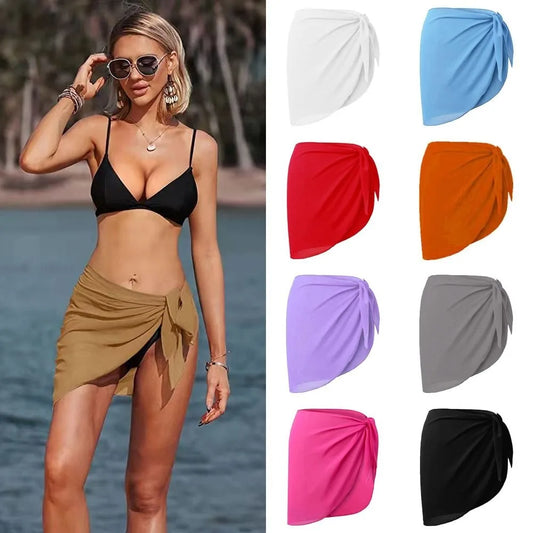 AMEHE Women's Sheer Chiffon Sarong Wrap Beach Cover-Up Skirt