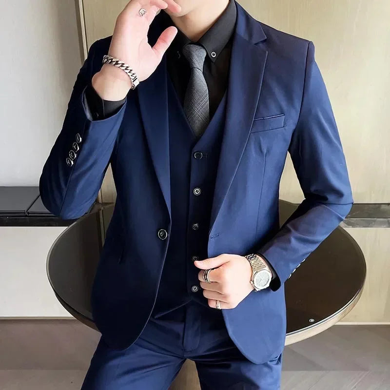 AMEHE Men’s Fashion 3-Piece Business & Formal Suit (S–9XL)