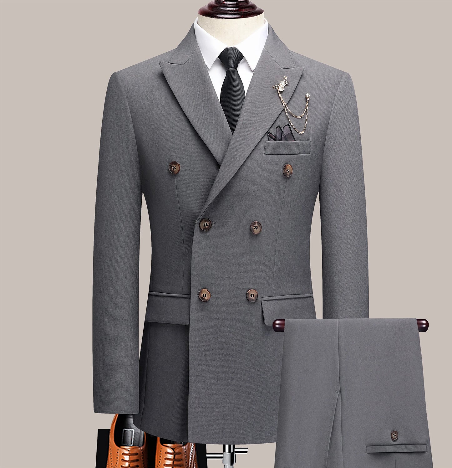 AMEHE Men’s 2-Piece Business Suit – Lapel Collar