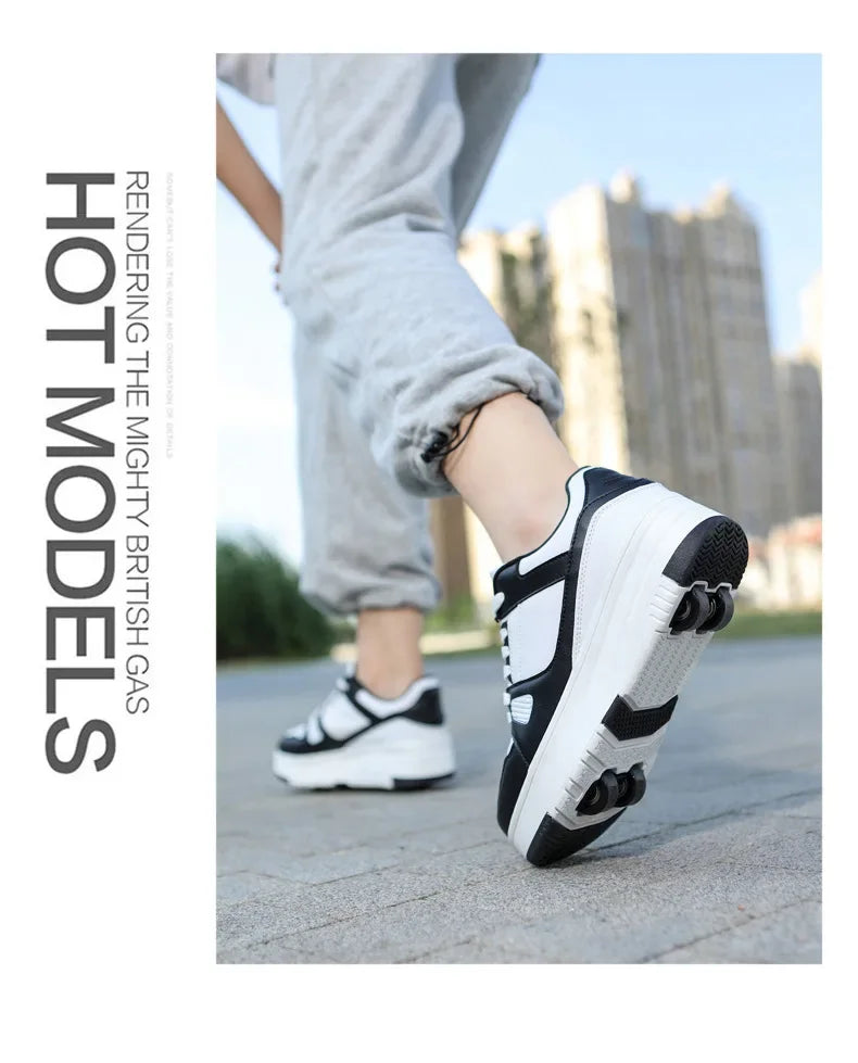 Boys & Girls 4-Wheel Skate Sneakers – Fashionable & Fun