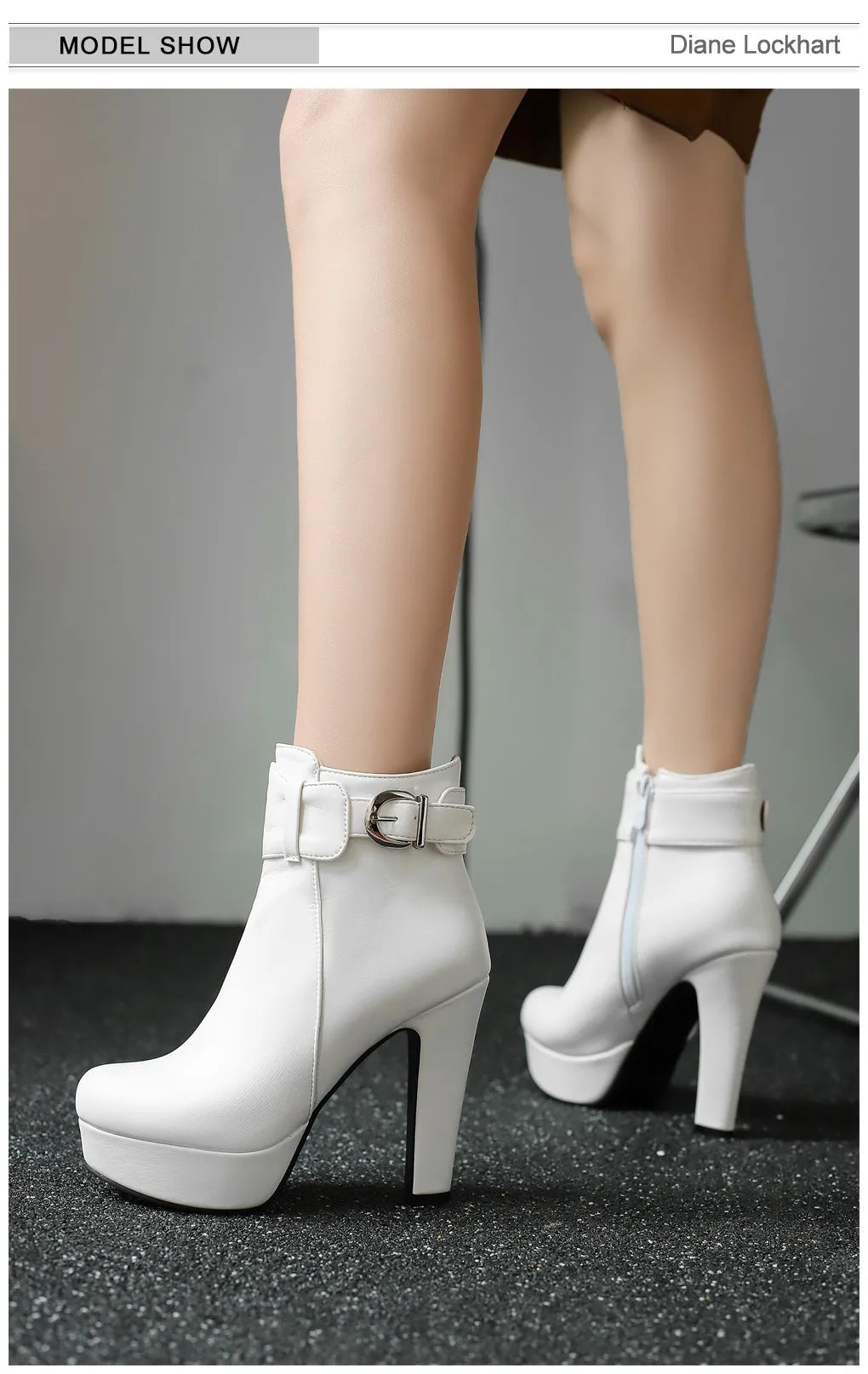 Women’s Fashion Platform Ankle Boots – Black/Red/White