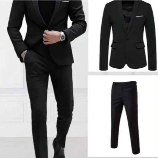 AMEHE Men’s Slim 2-Piece Formal Suit – Spring to Winter
