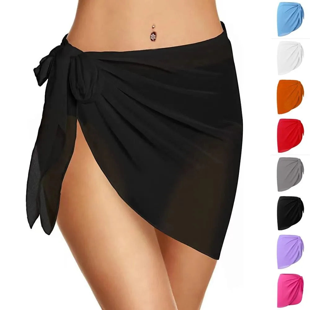 AMEHE Women's Sheer Chiffon Sarong Wrap Beach Cover-Up Skirt