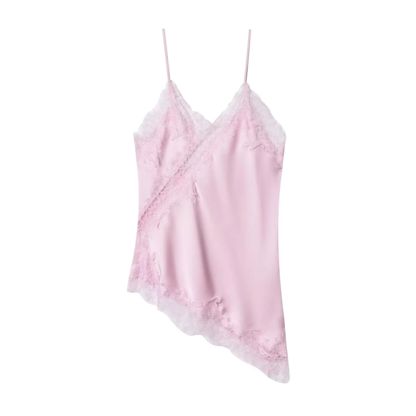 AMEHE Women's Asymmetrical Lace Backless Off-Shoulder Camisole Top