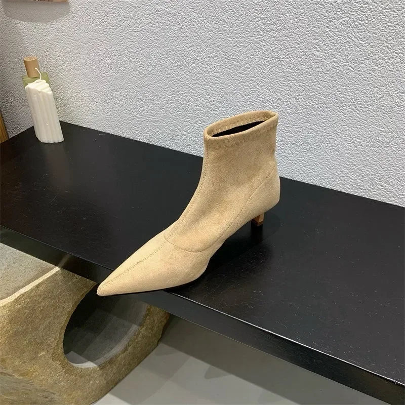 Ladies’ Fashion Ankle Boots – Solid Color, Back Zipper