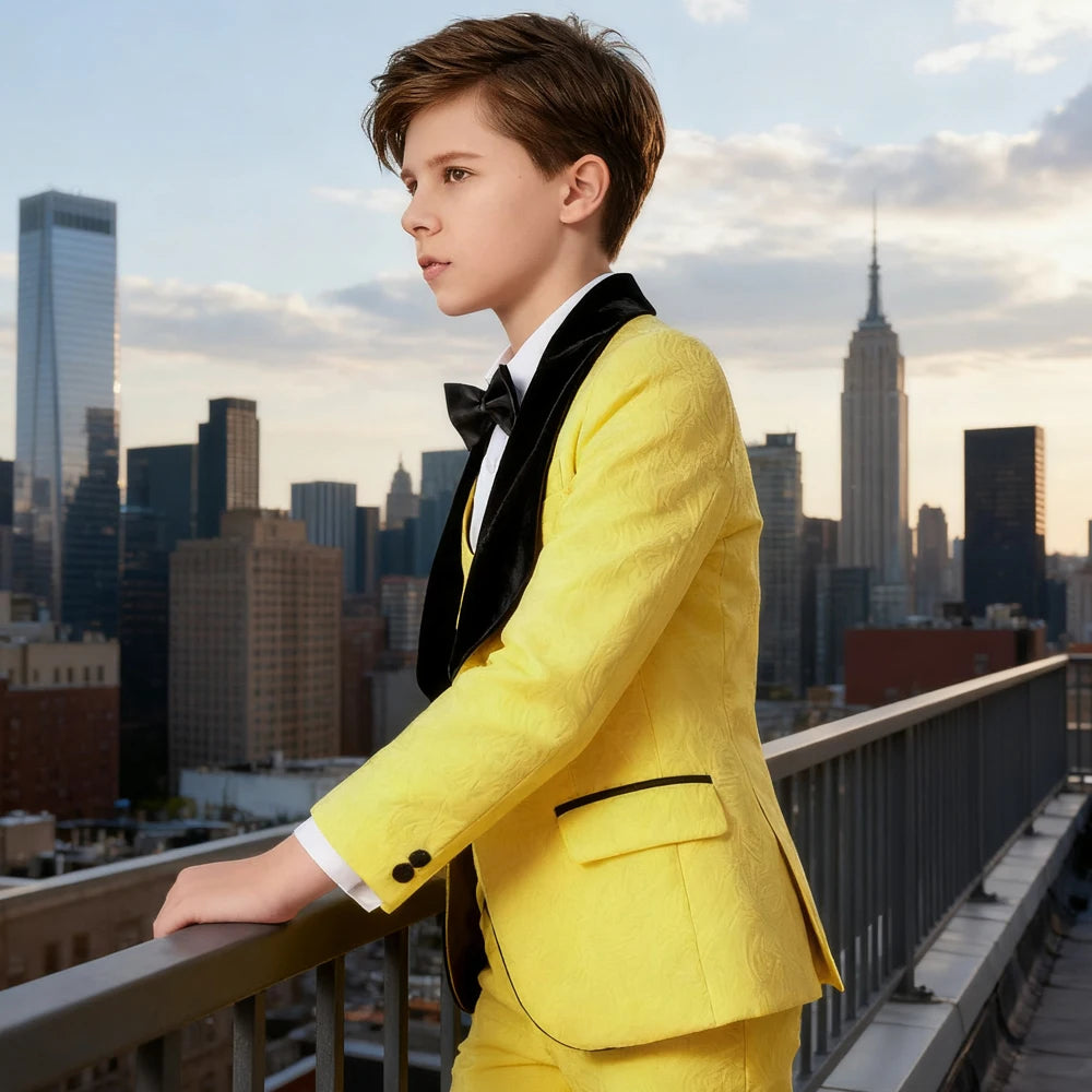 AMEHE Boys’ Luxury White Formal Suit
