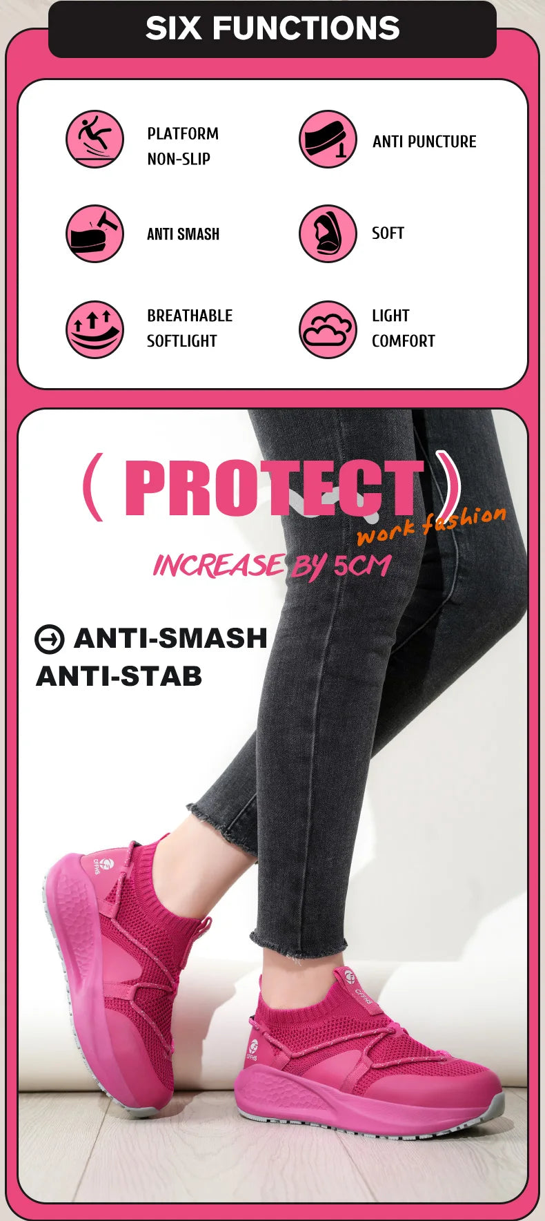 Ladies’ Safety Work Sneakers – Non-Slip, Puncture-Resistant