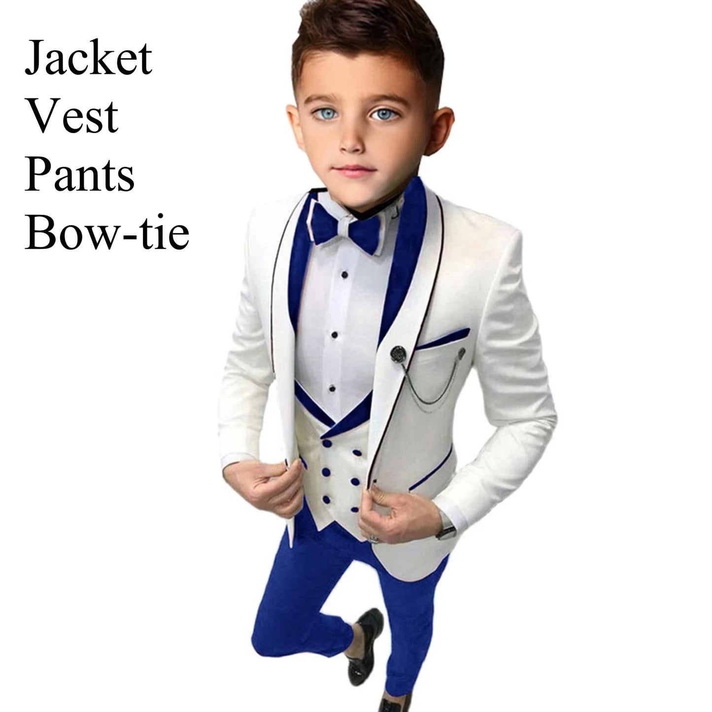 AMEHE Boys’ Paisley 4-Piece Suit – Blazer, Vest & Pants