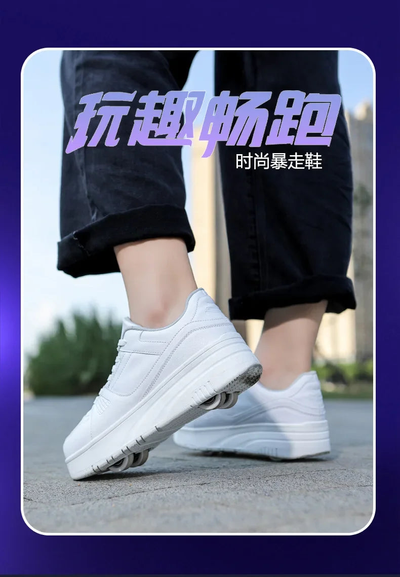 Boys & Girls 4-Wheel Skate Sneakers – Fashionable & Fun