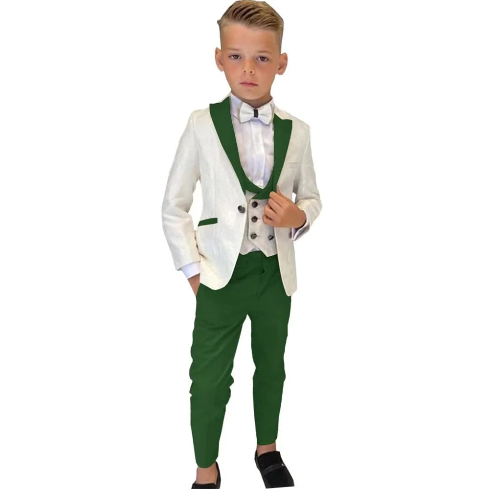 AMEHE Boys’ Paisley 4-Piece Suit – Blazer, Vest & Pants