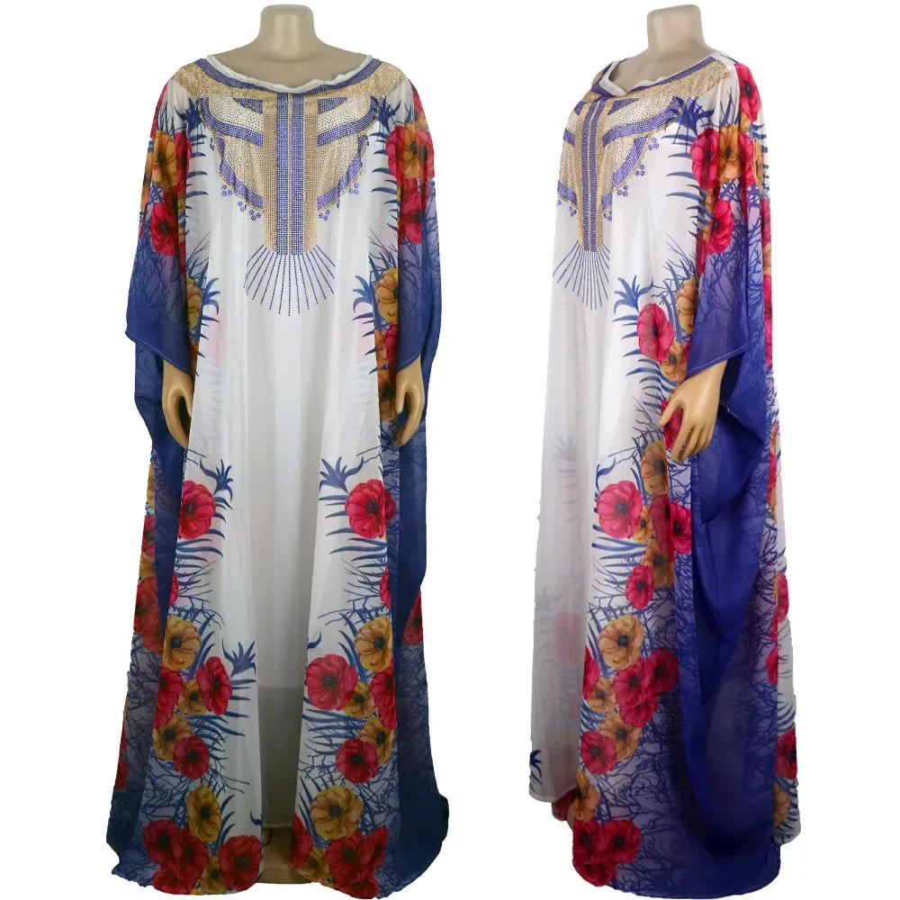 Women’s African Print Maxi Dress – Elegant Dashiki-Inspired Boubou & Abaya Style Gown
